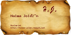 Halma Jolán névjegykártya